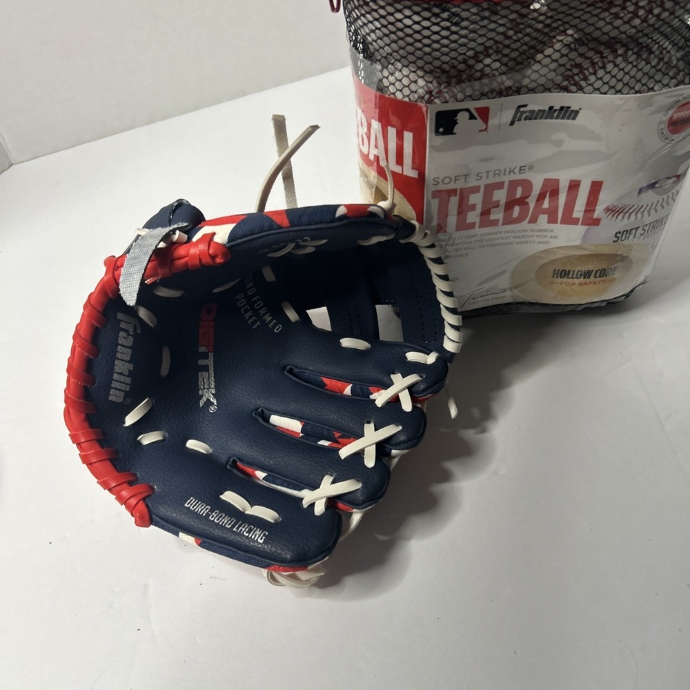 6 Pack Franklin Sports Soft Strike Teeballs with Mesh Carrying Bag New And Glove